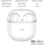ZTE Buds 2 Auriculares Inalámbricos Bluetooth 5.3 con Estuche de Carga - 25 Horas de Autonomía, Resistencia al Agua IPX4, Control Táctil, Blancos - EB64G-W